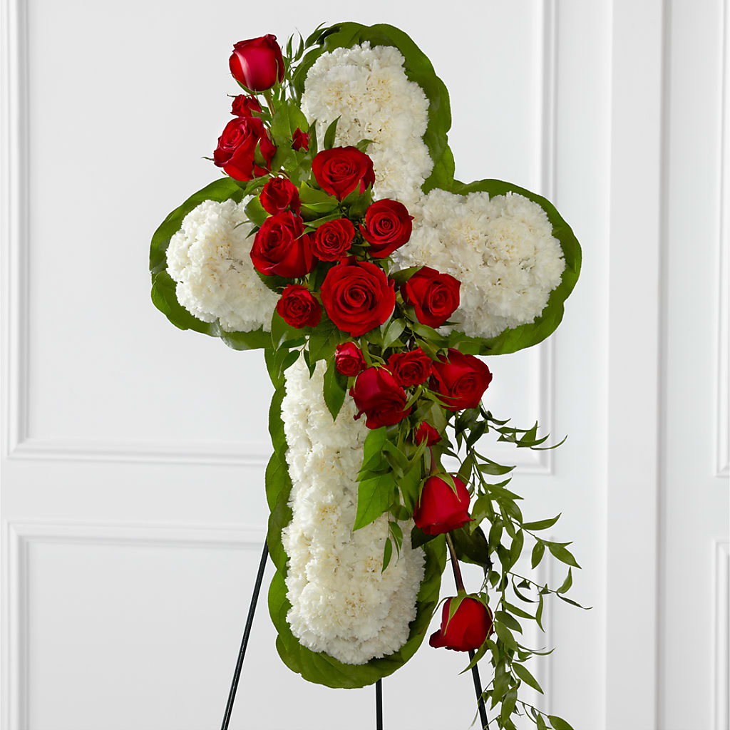 Floral Cross Easel – Joy Flowers, Hicksville NY