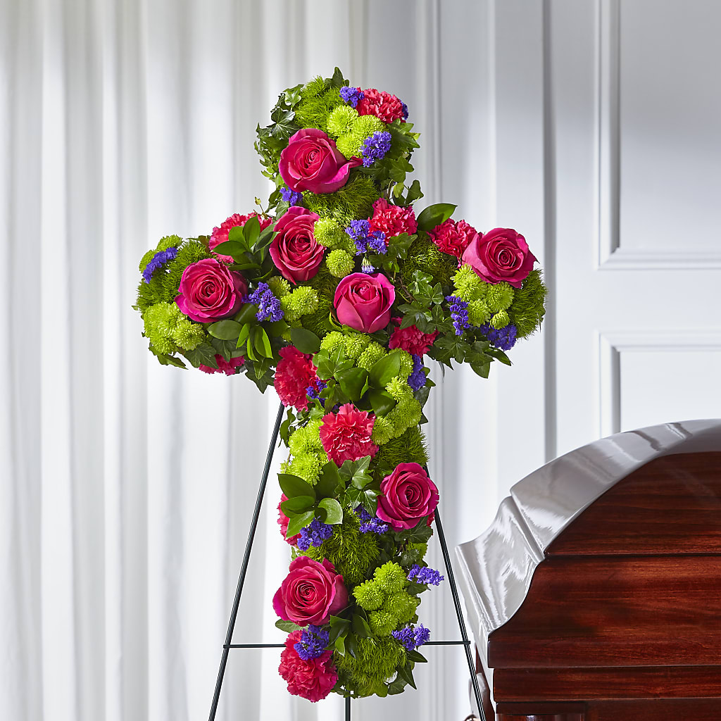 Tribute Rose Floral Cross – Joy Flowers, Hicksville NY