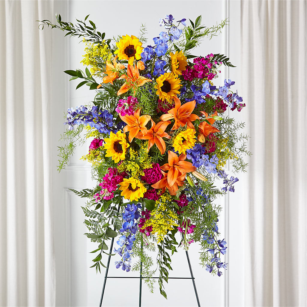 Sunlit Memories Standing Spray (Standard) – Joy Flowers, Hicksville NY