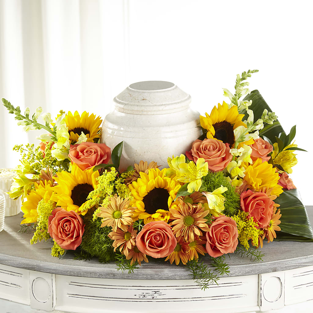 Faithful Sunflower Cremation Adornment – Joy Flowers, Hicksville NY