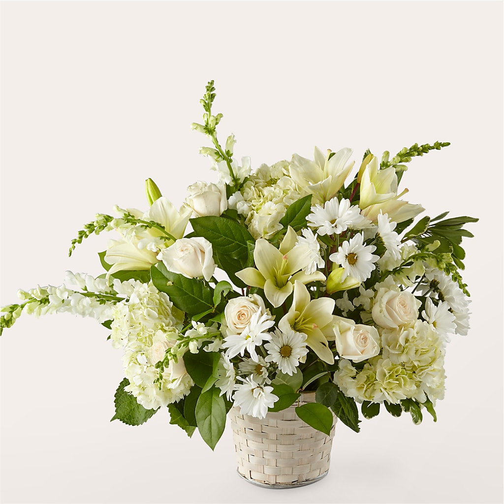Ivory Elegance Floral Basket – Joy Flowers, Hicksville NY