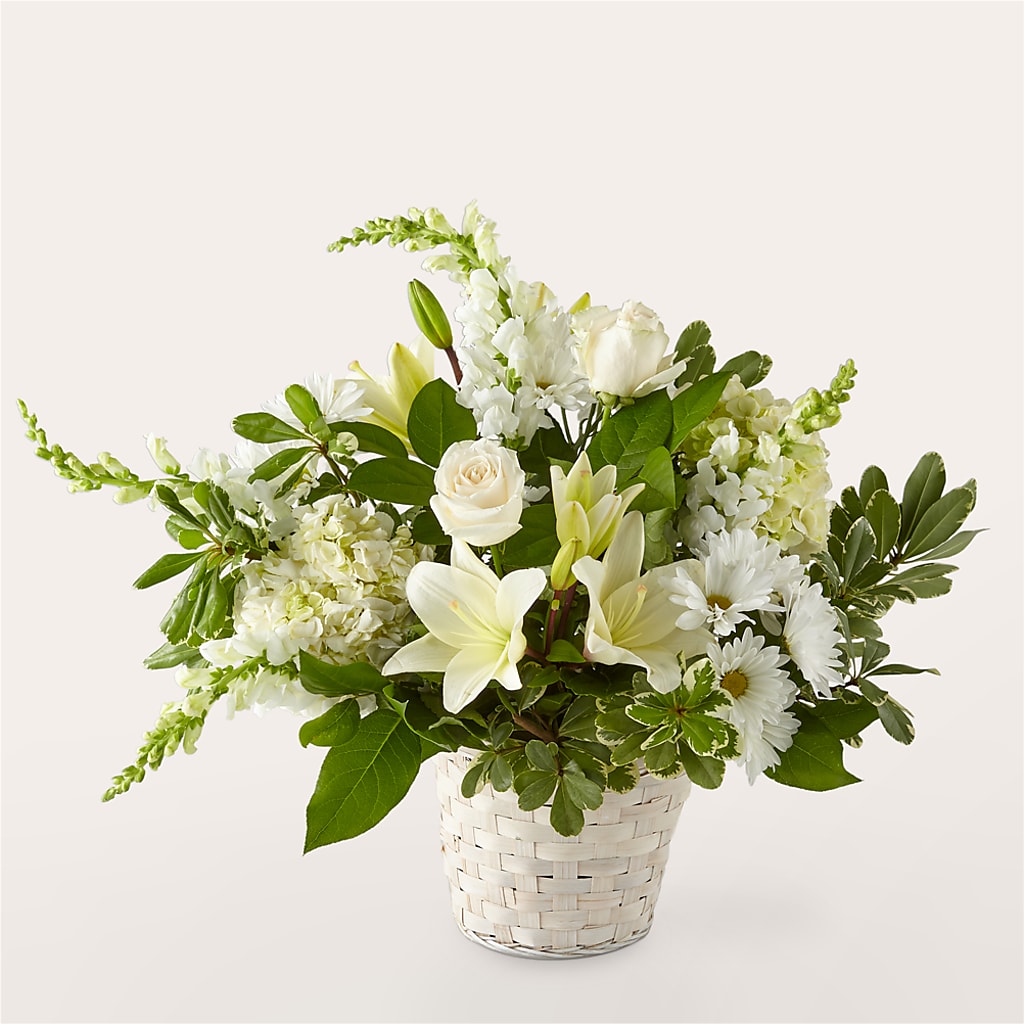 Ivory Elegance Floral Basket – Joy Flowers, Hicksville NY