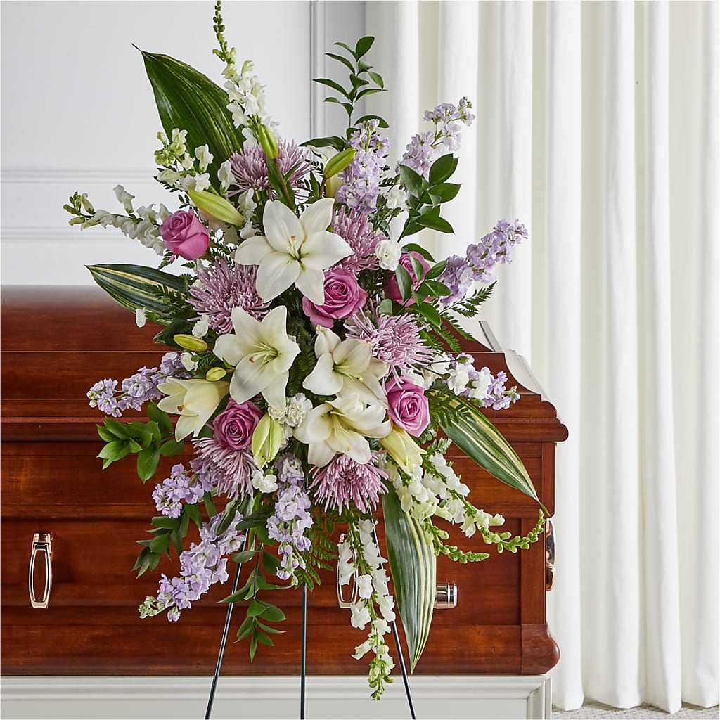 Grateful Hearts Standing Spray – Joy Flowers, Hicksville NY