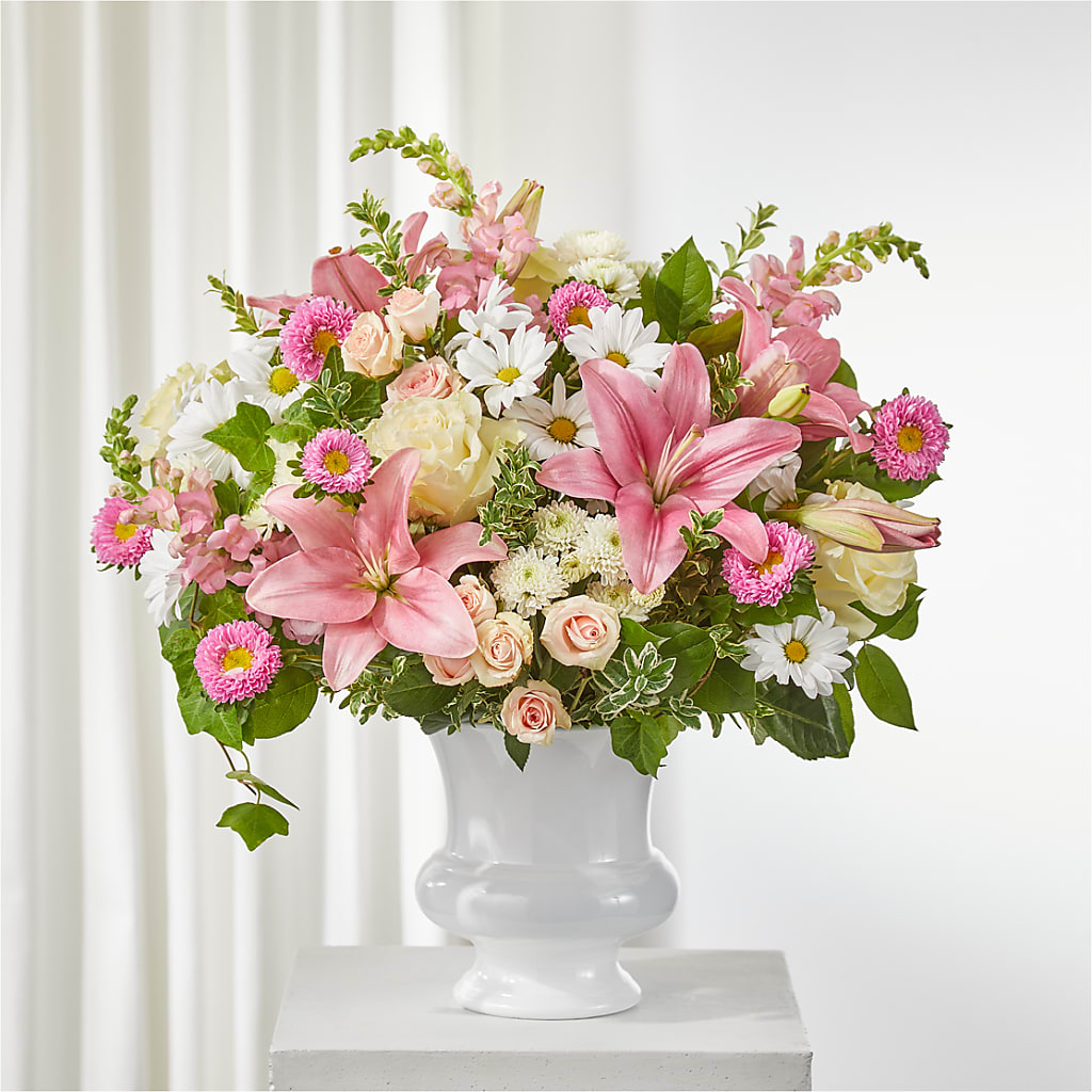 Empathetic Blooms Urn Arrangement – Joy Flowers, Hicksville NY