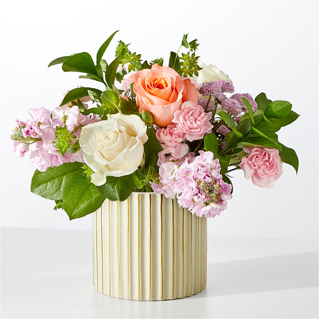 French Market Bouquet with Ivory Vase – Joy Flowers, Hicksville NY