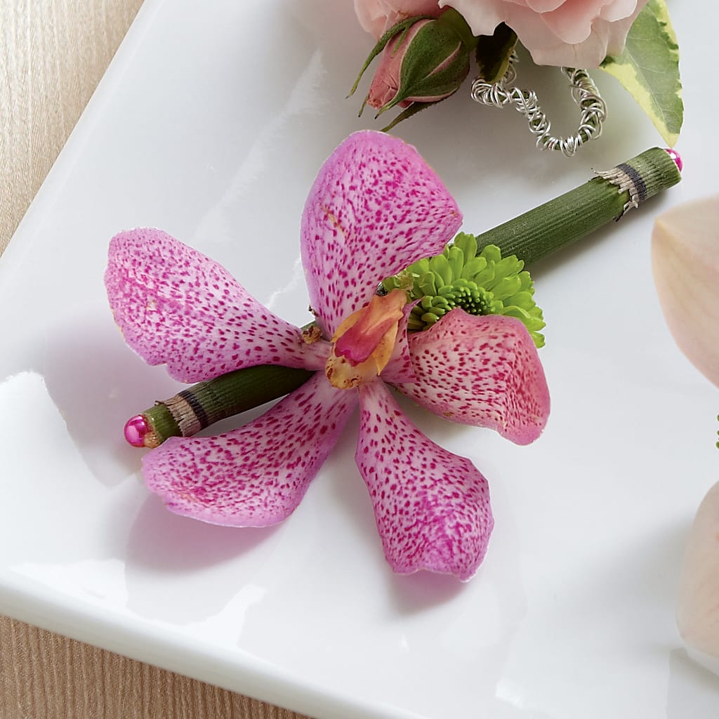 Pink Mokara Boutonniere – Joy Flowers, Hicksville NY