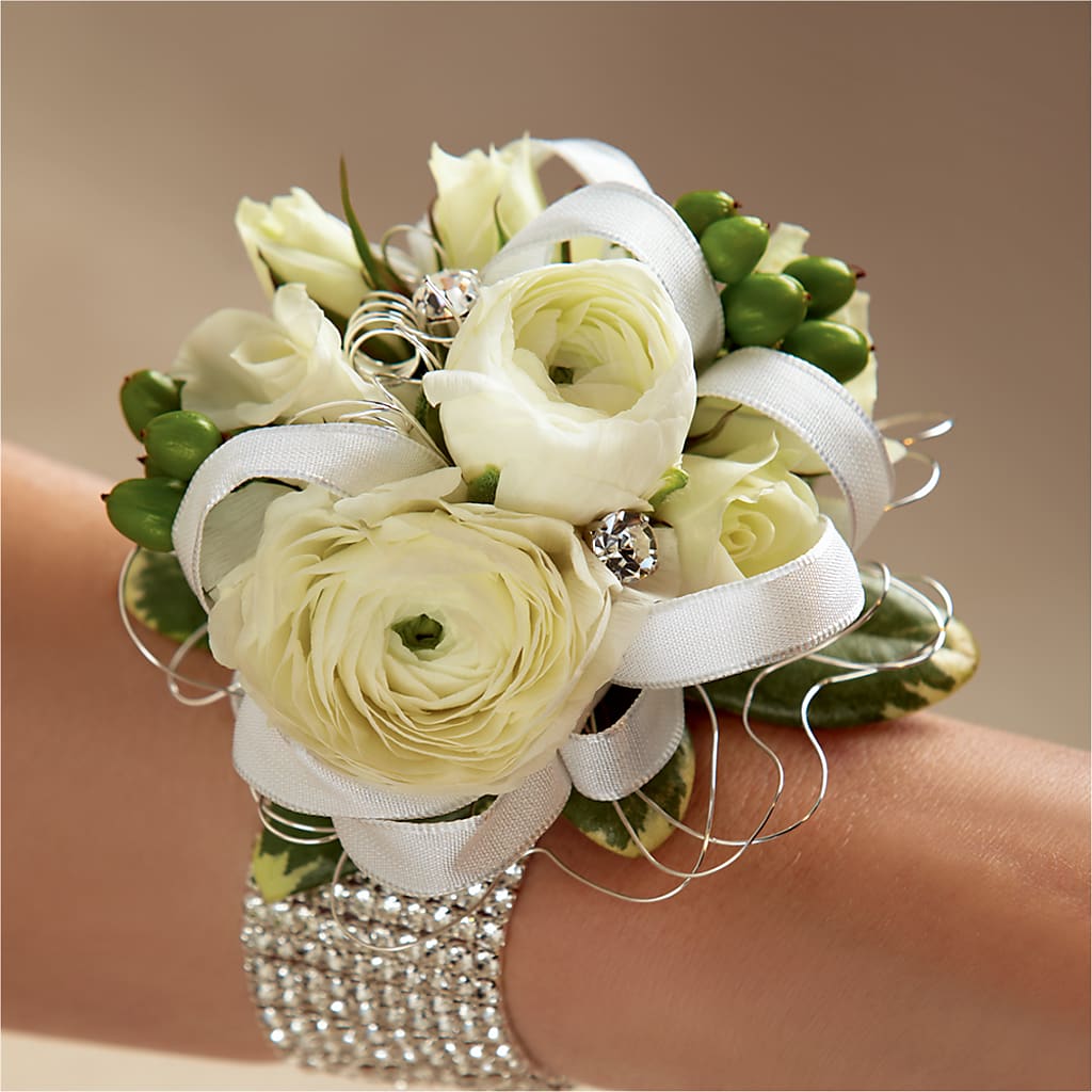 White Wedding Corsage – Joy Flowers, Hicksville NY