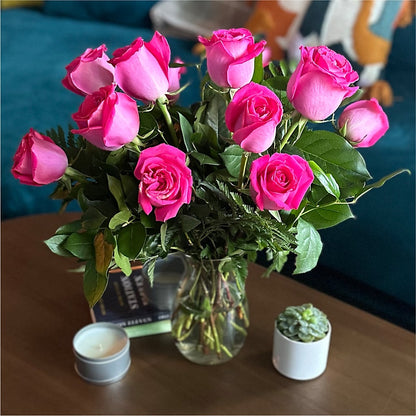 Long Stem Pink Rose Bouquet –  Joy Flowers, Hicksville NY