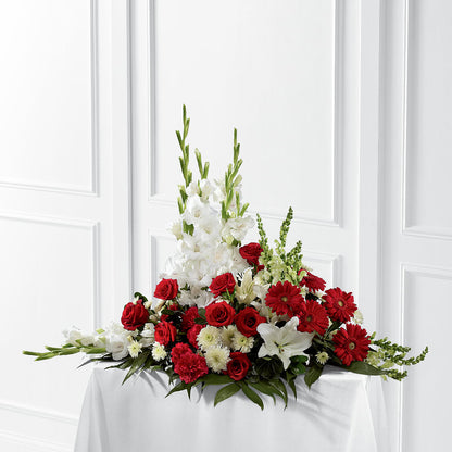 Crimson & White Arrangement –  Joy Flowers, Hicksville NY