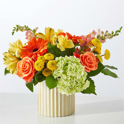 Autumn Sunshine Bouquet with Ivory Vase –  Joy Flowers, Hicksville NY