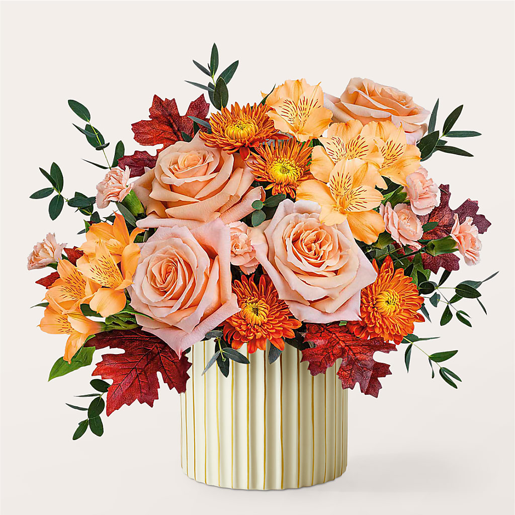 Spiced Latte Bouquet with Ivory Vase –  Joy Flowers, Hicksville NY