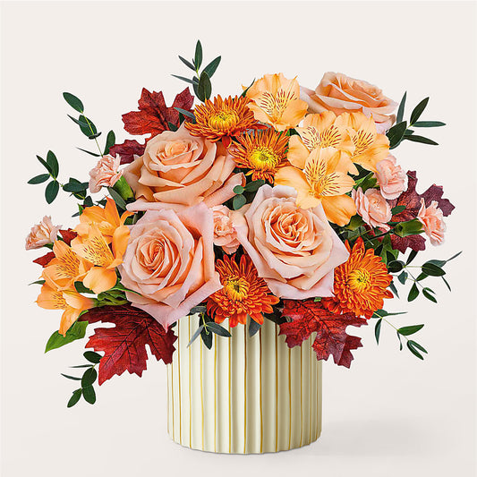 Spiced Latte Bouquet with Ivory Vase –  Joy Flowers, Hicksville NY