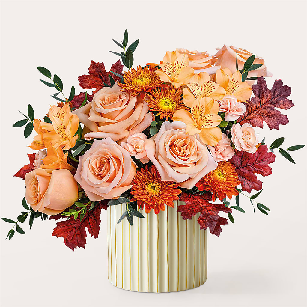 Spiced Latte Bouquet with Ivory Vase –  Joy Flowers, Hicksville NY