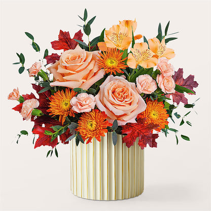 Spiced Latte Bouquet with Ivory Vase –  Joy Flowers, Hicksville NY