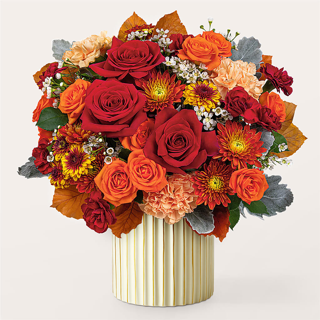 Merlot Bouquet with Ivory Vase –  Joy Flowers, Hicksville NY